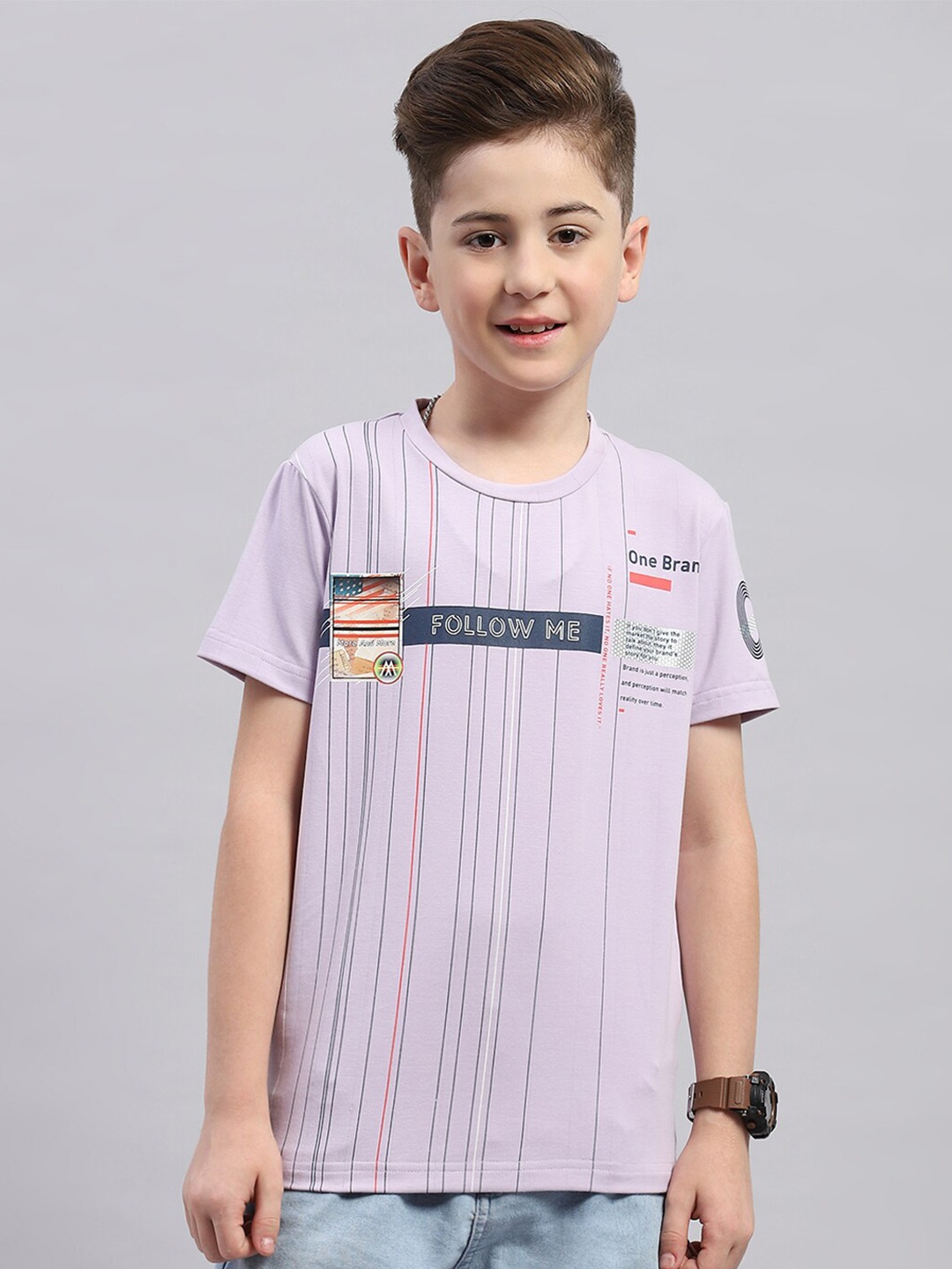 

Monte Carlo Boys Striped Applique T-shirt, Lavender