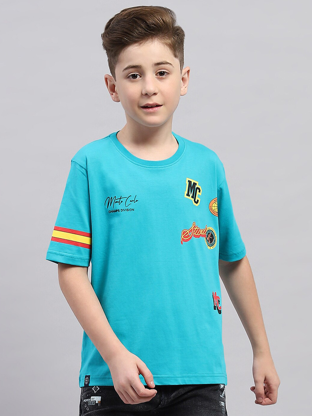 

Monte Carlo Boys Typography Printed Cotton T-shirt, Blue