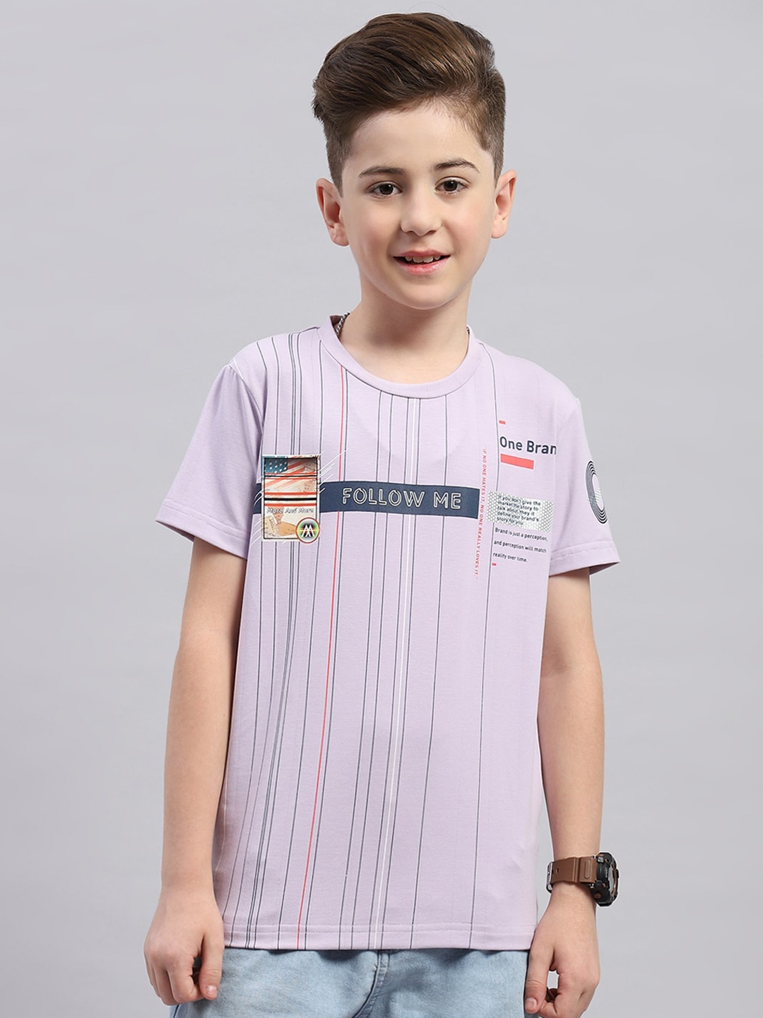 

Monte Carlo Boys Striped Applique T-shirt, Lavender