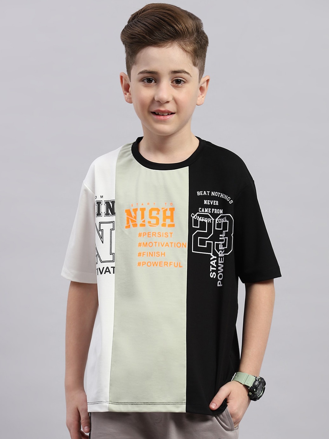 Monte Carlo Boys Typography Printed Cotton T-shirt, Black