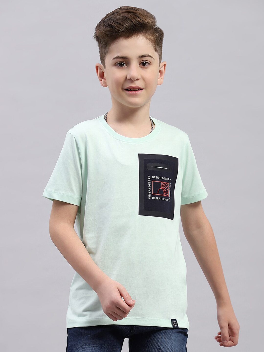 

Monte Carlo Boys Round Neck Graphic Printed T-shirt, Turquoise blue