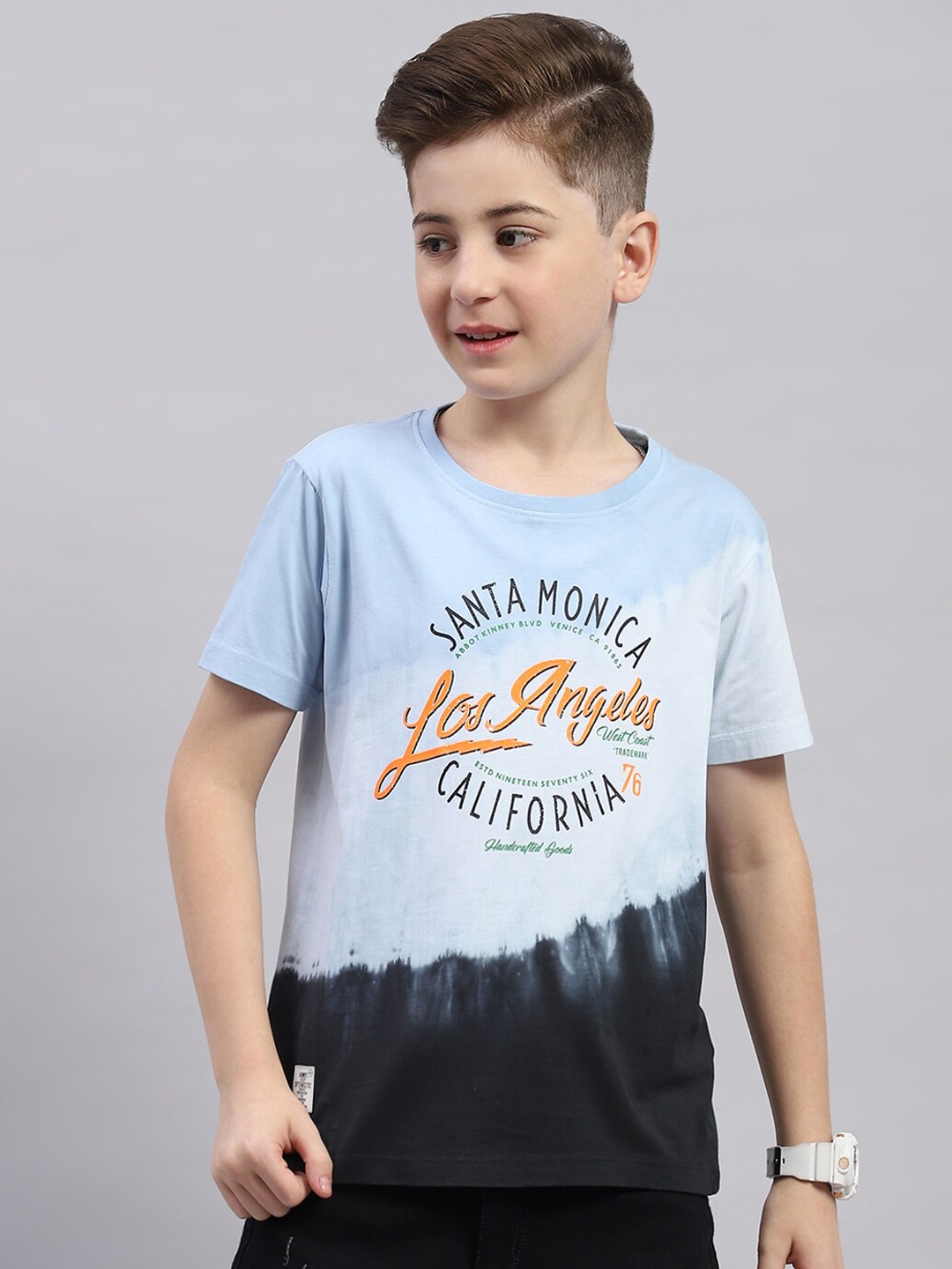 

Monte Carlo Boys Typography Printed Cotton Casual T-shirt, Blue
