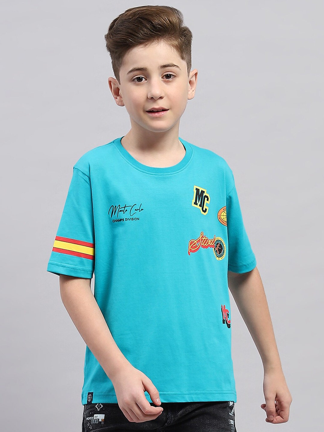 

Monte Carlo Boys Typography Printed Cotton T-shirt, Blue