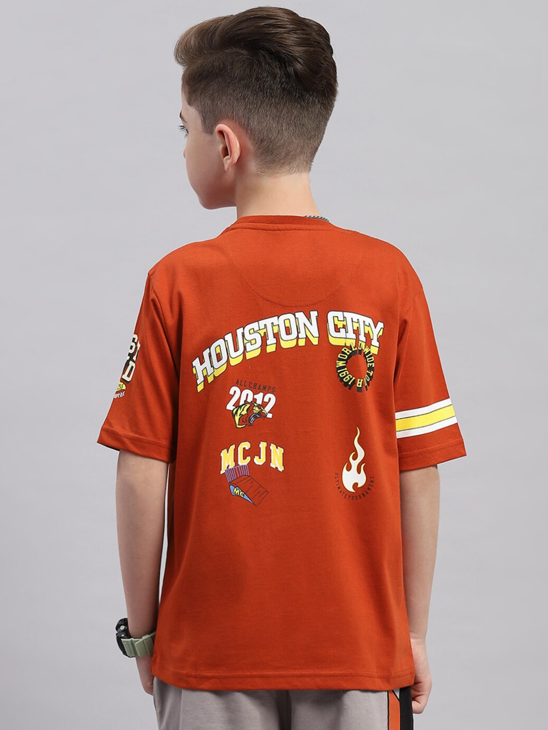 

Monte Carlo Boys Printed Cotton T-shirt, Brown