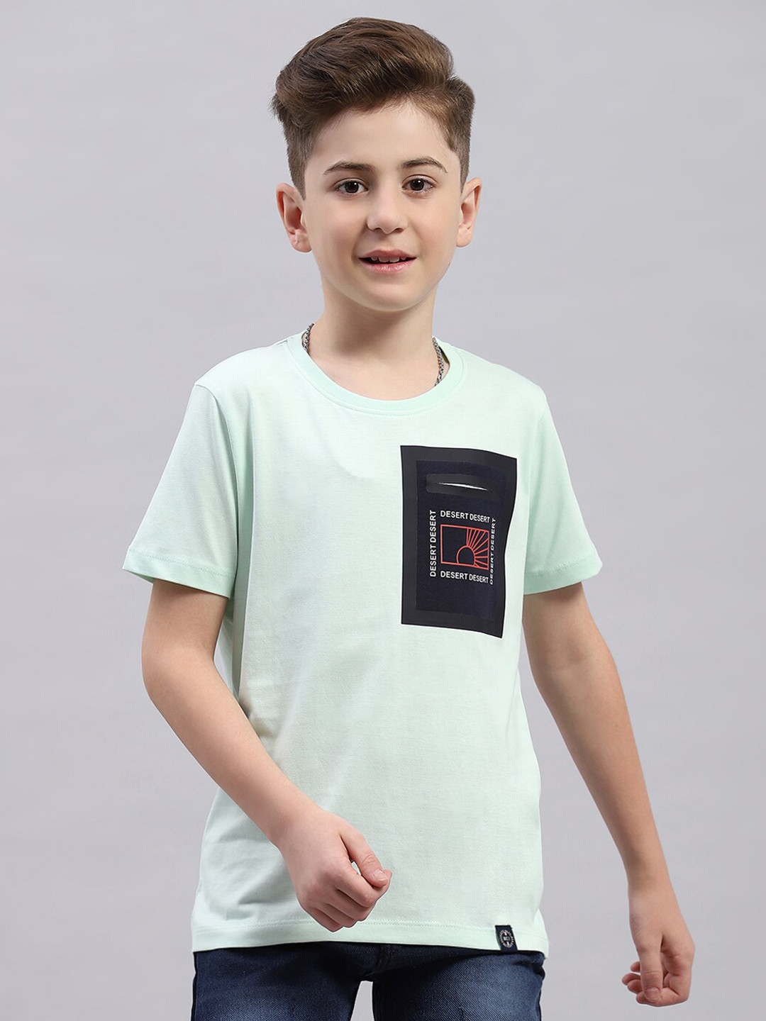 

Monte Carlo Boys Round Neck Graphic Printed T-shirt, Turquoise blue