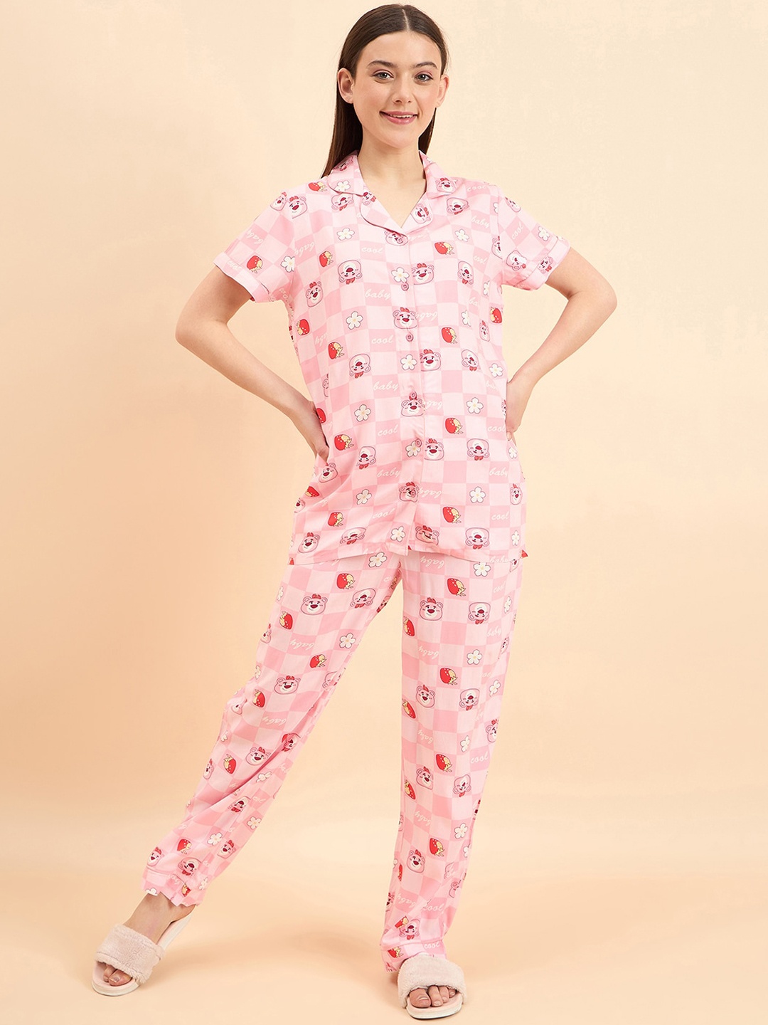 

Sweet Dreams Pink Printed Night Suit