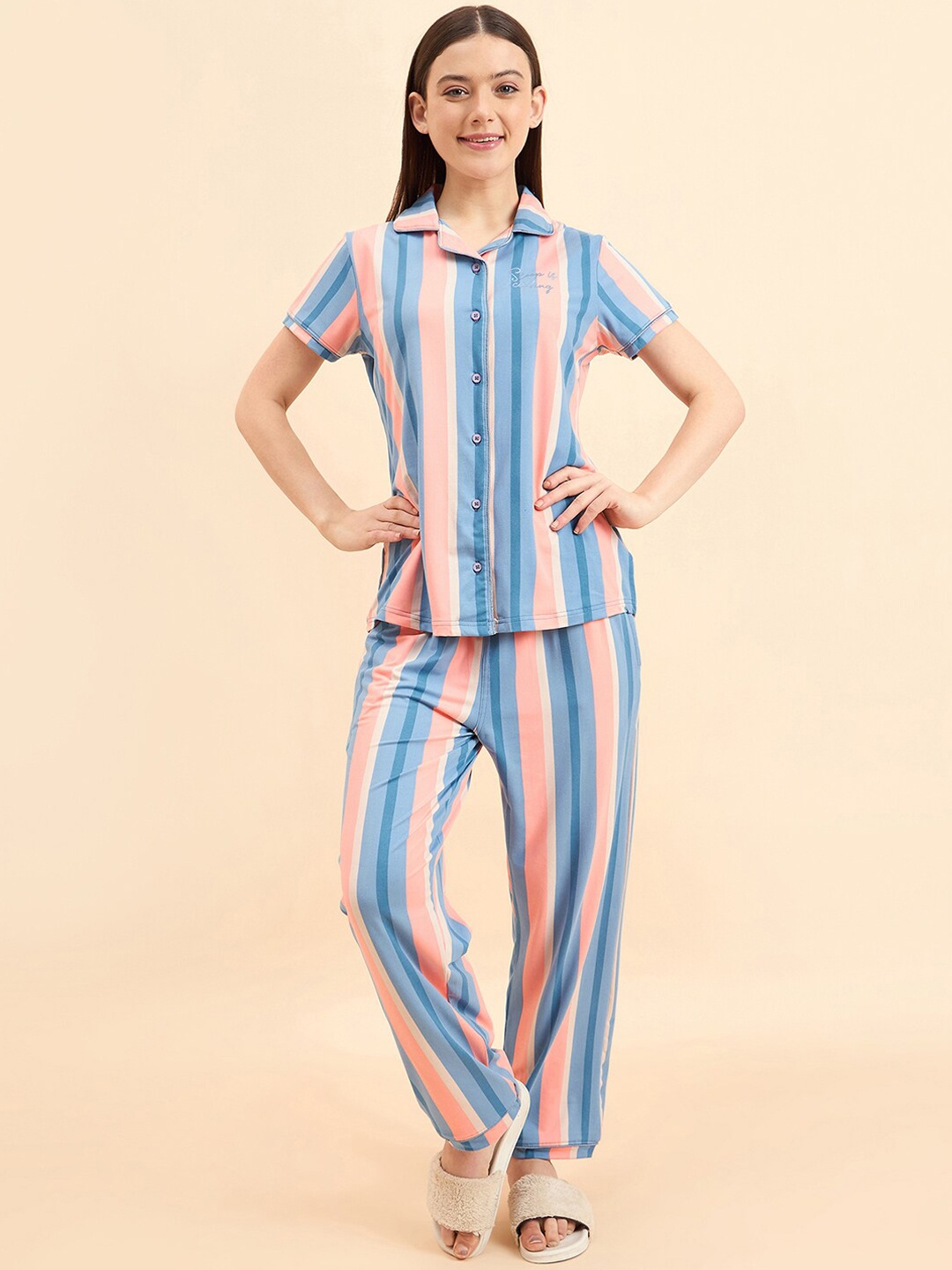 

Sweet Dreams Striped Shirt With Pyjamas, Blue