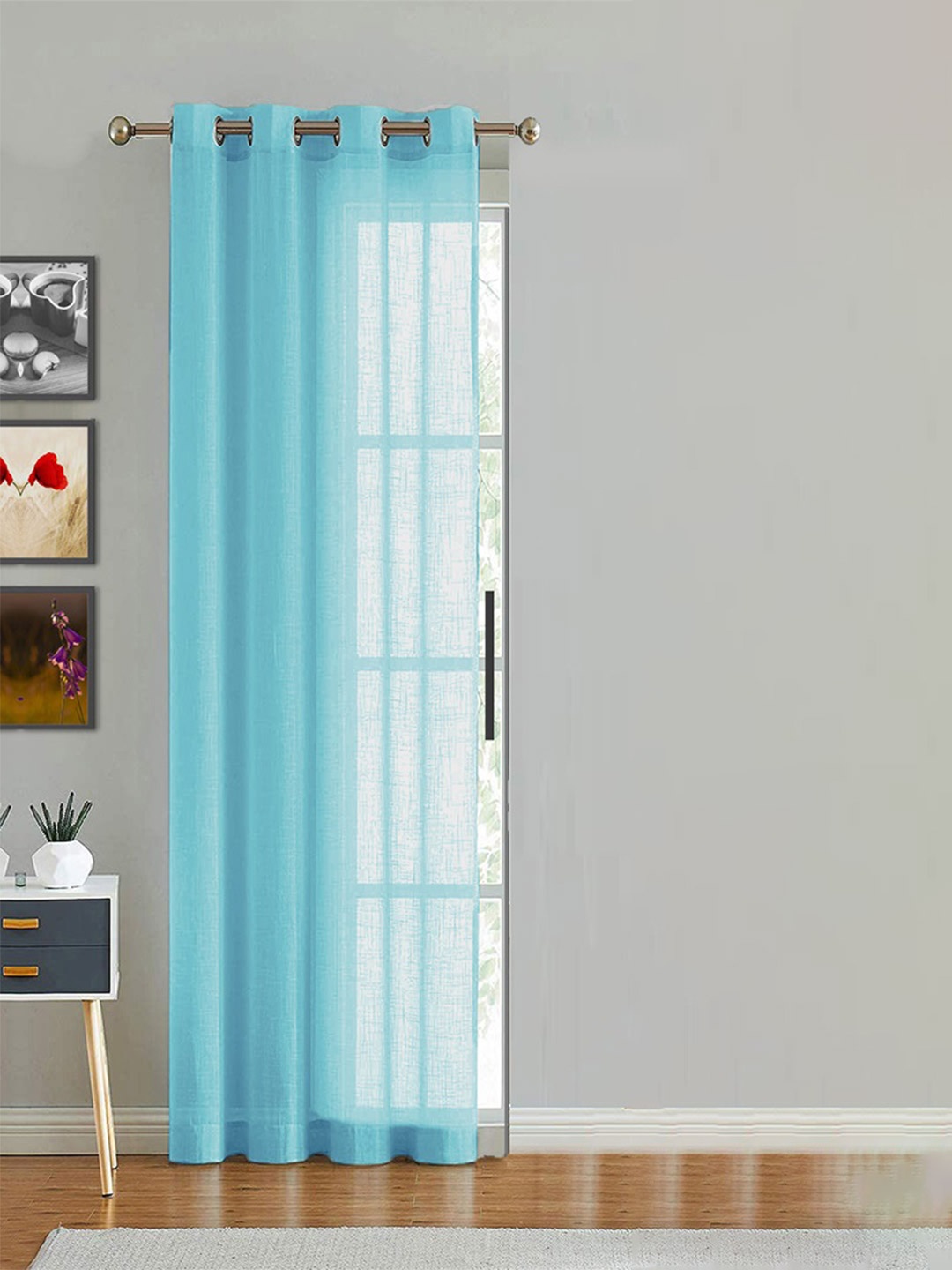 

HOMEMONDE Blue Sheer Cotton Long Door Curtain