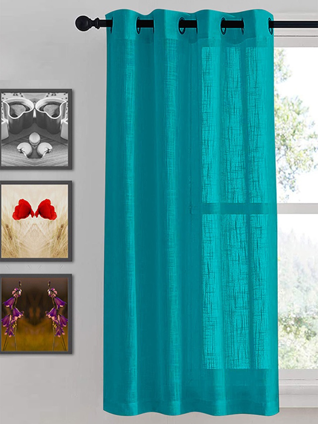 

HOMEMONDE Blue Sheer Cotton Window Curtain