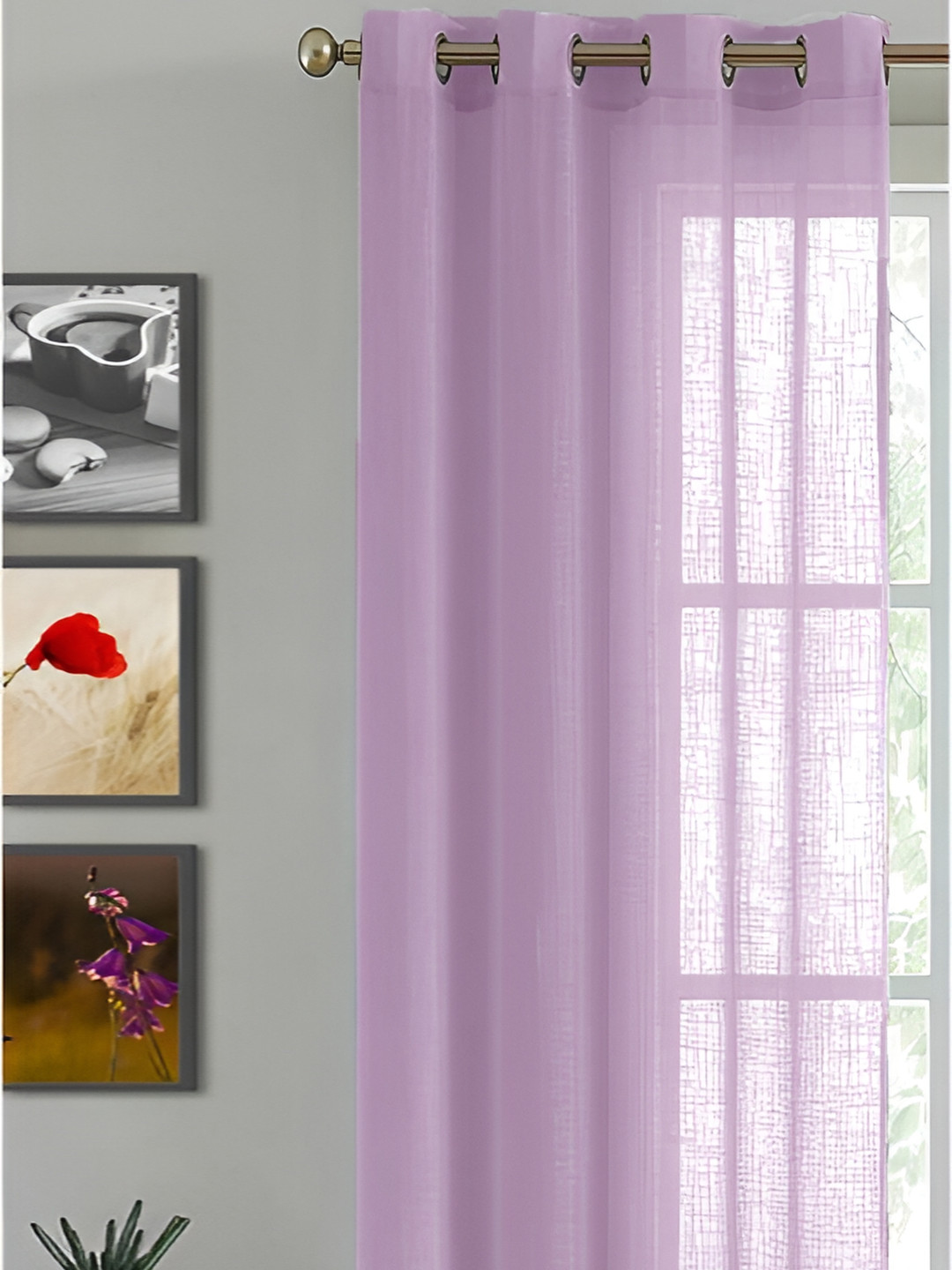 

HOMEMONDE Purple Sheer Cotton Long Door Curtain