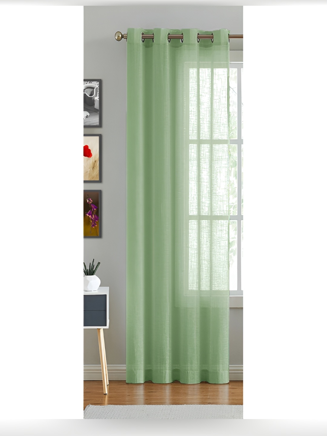 

HOMEMONDE Green Sheer Cotton Door Curtain