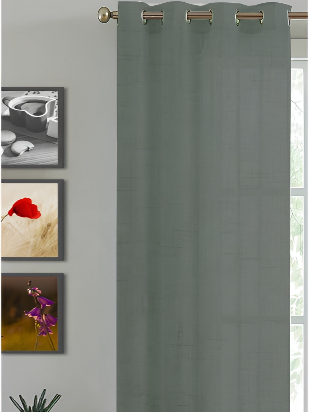 

HOMEMONDE Grey Sheer Cotton Window Curtain