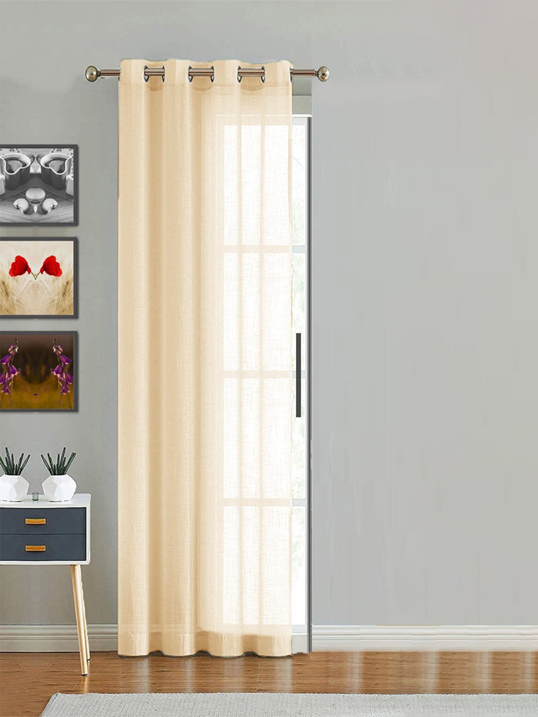 

HOMEMONDE Beige Sheer Cotton Long Door Curtain