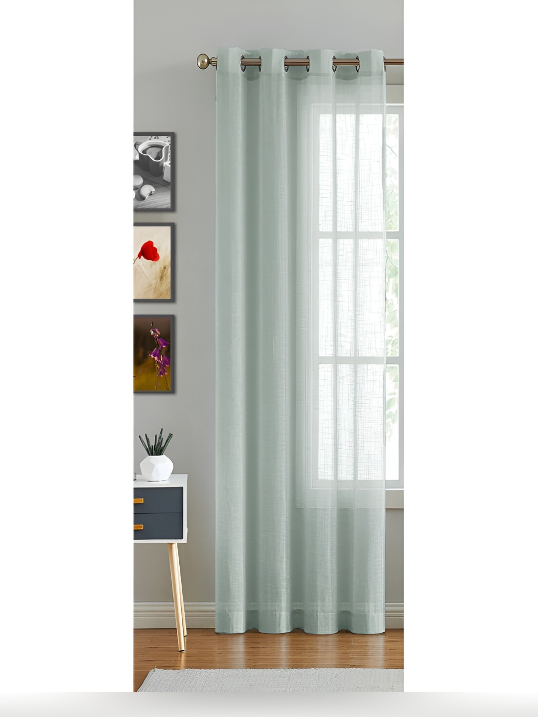 

HOMEMONDE Grey Sheer Cotton Window Curtain