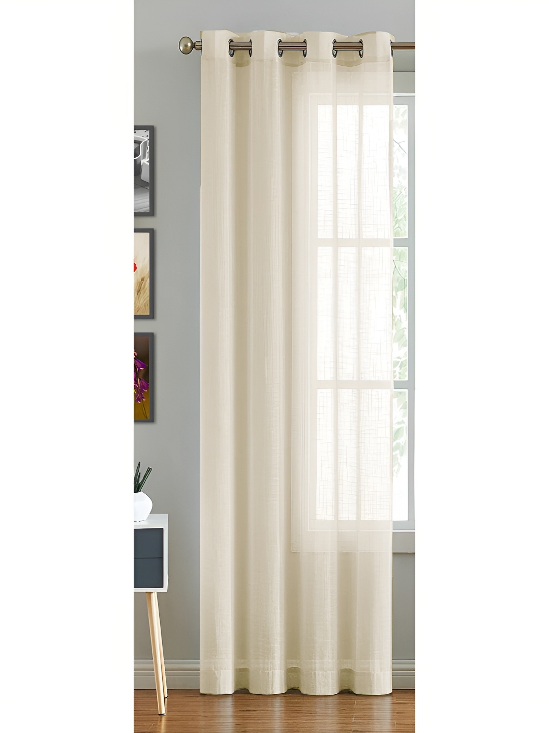 

HOMEMONDE Beige Sheer Cotton Window Curtain