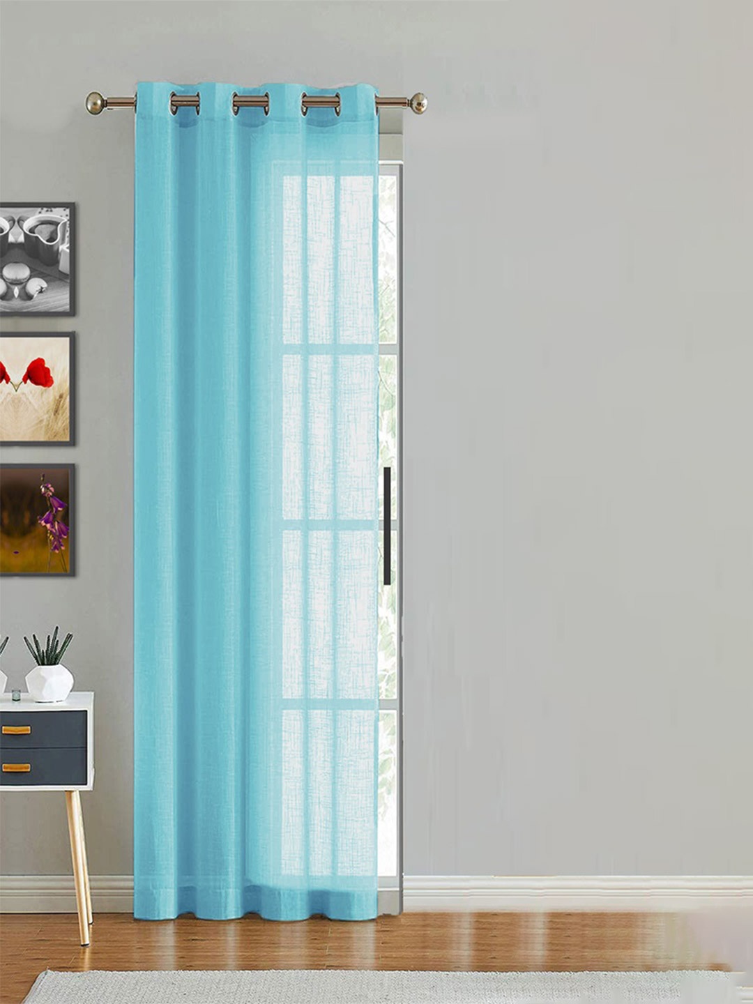 

HOMEMONDE Blue Sheer Cotton Door Curtain