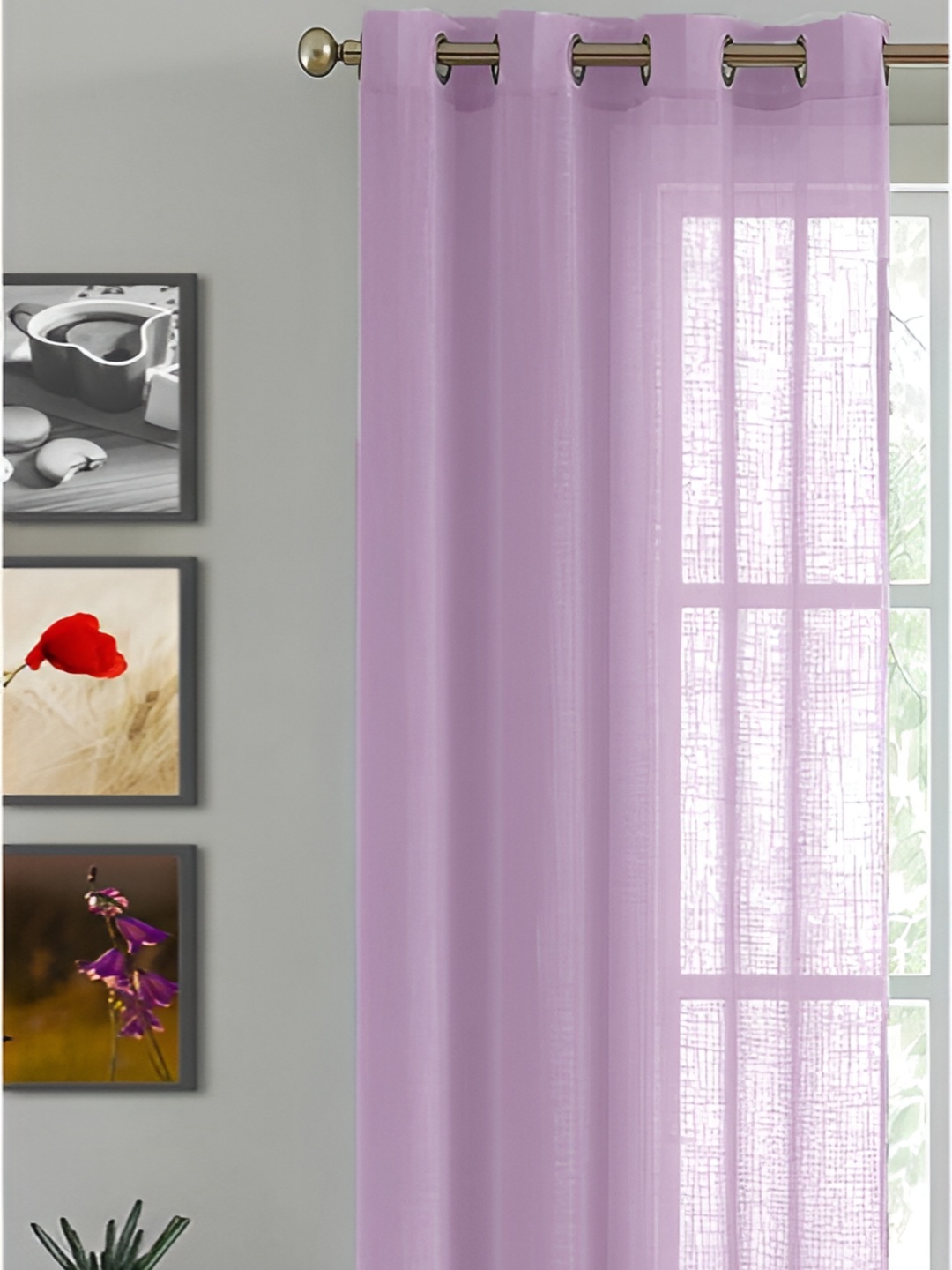 

HOMEMONDE Purple Sheer Cotton Window Curtain