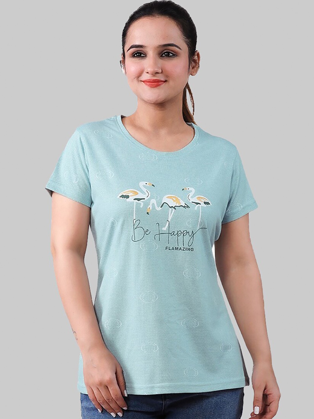 

Cheribell Graphic Printed Cotton T-shirt, Blue