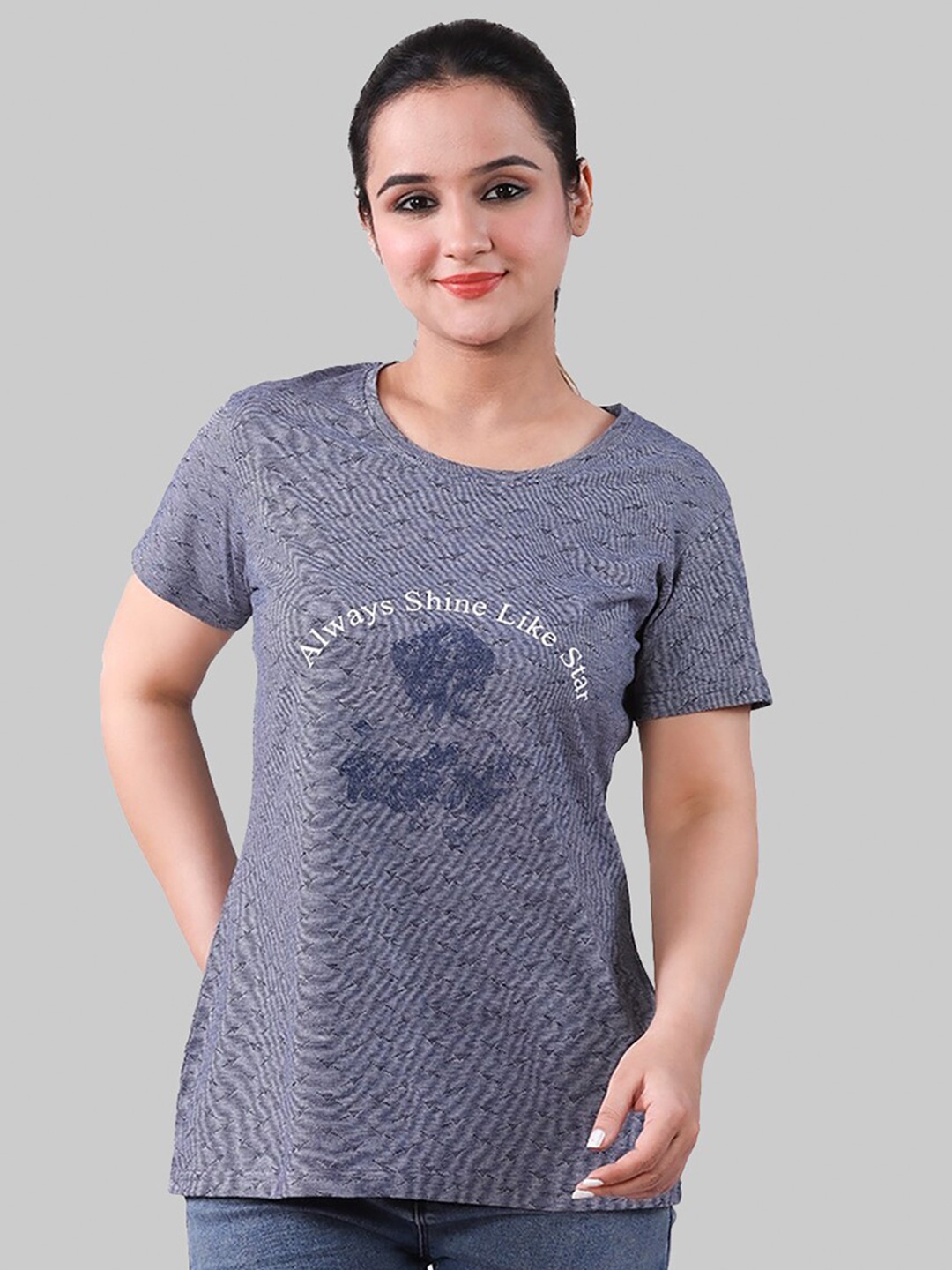 

Cheribell Graphic Printed Cotton T-shirt, Blue