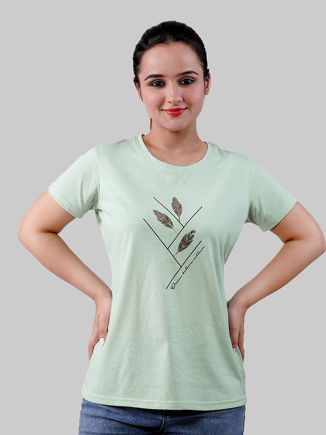 

Cheribell Floral Printed Cotton T-shirt, Green