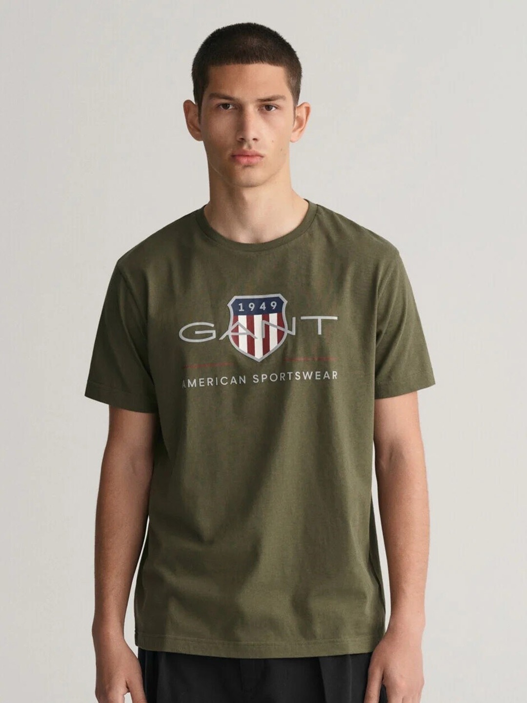 

GANT Typography Printed Round neck Short Sleeves Pure Cotton T-shirt, Green