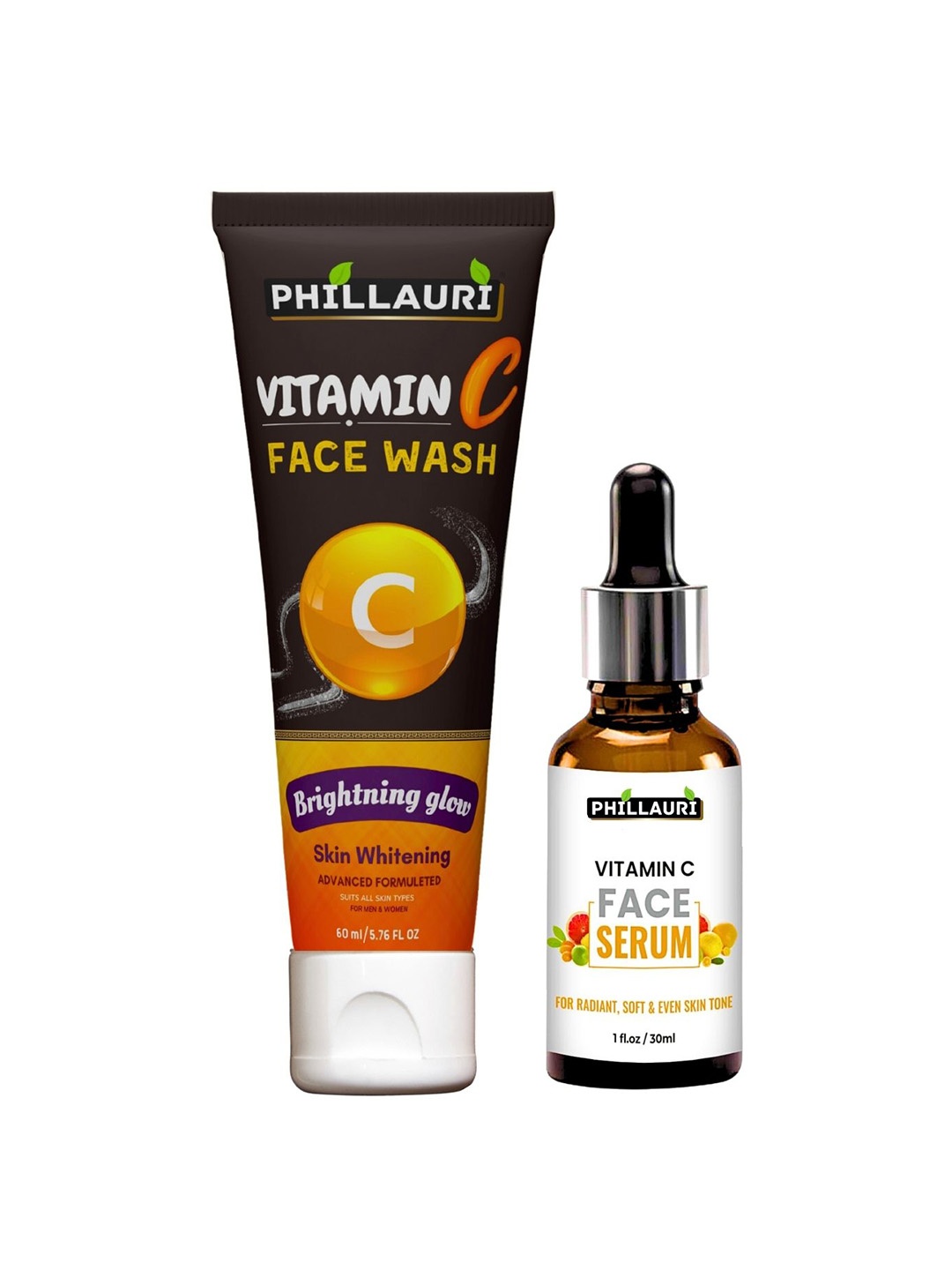 

Phillauri Face Wash & Vitamin C Face Serum For Skin Whitening - 60ml + 30ml, Black
