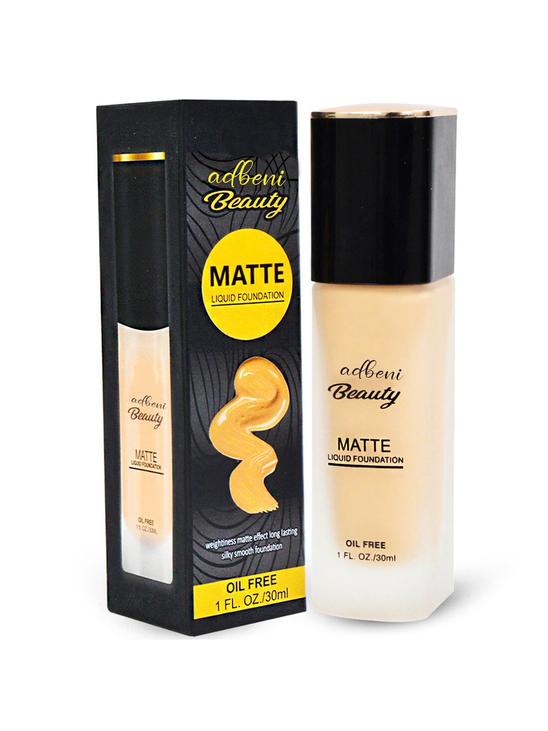 

Adbeni Silky Smooth Weightless Matte Effect Oil Free Liquid Foundation 30ml - Shade 01, Beige