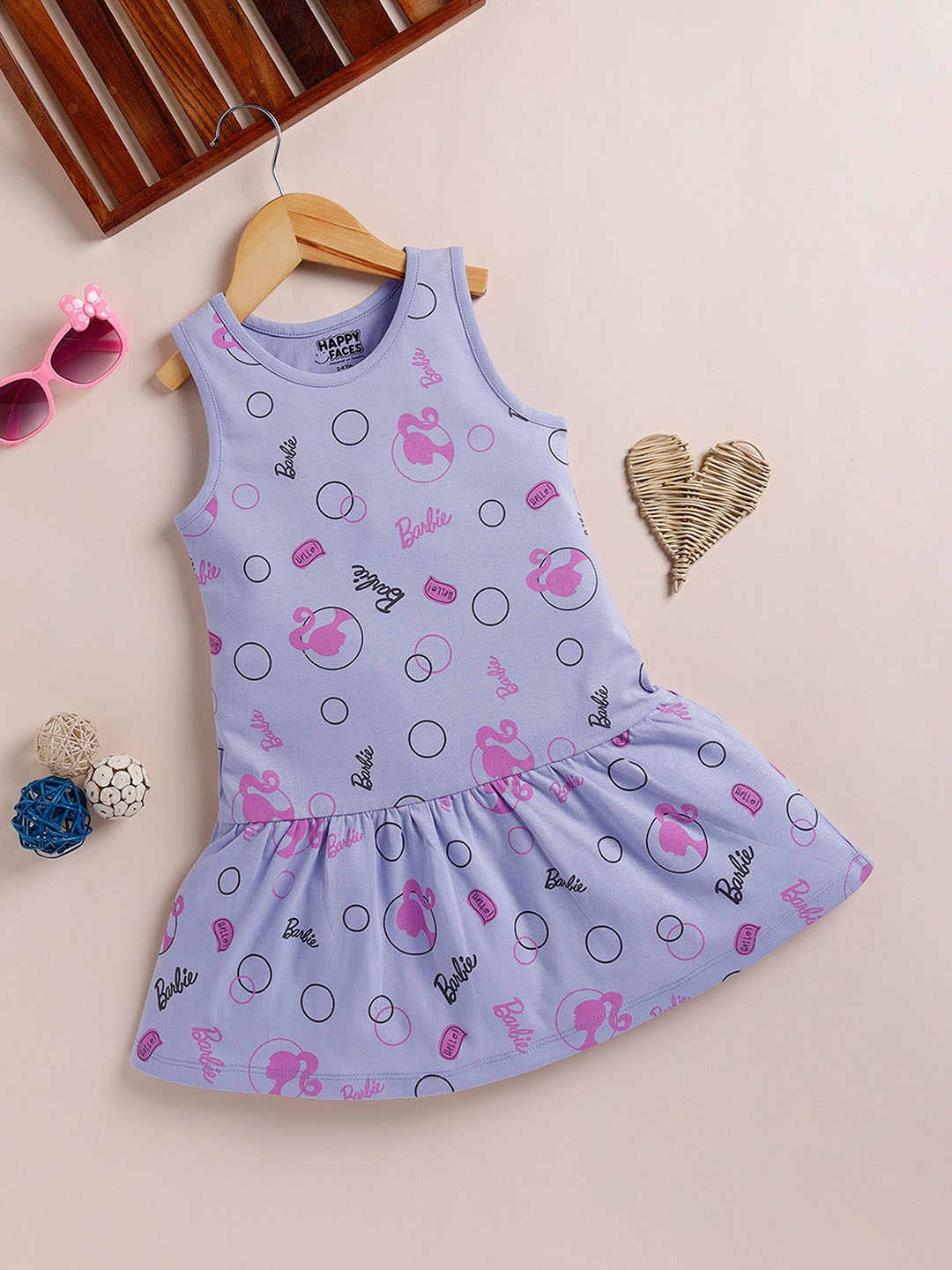 

Happy Faces Pure Cotton Brabie Print A-Line Dress, Lavender