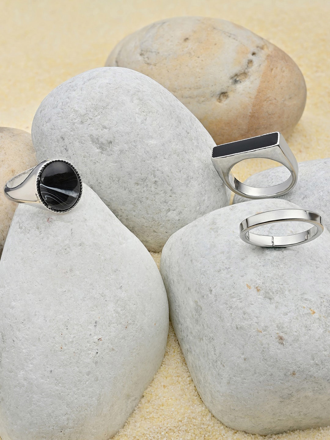 

The Bro Code Set Of 3 Silver-Plated & Adjustable Finger Rings