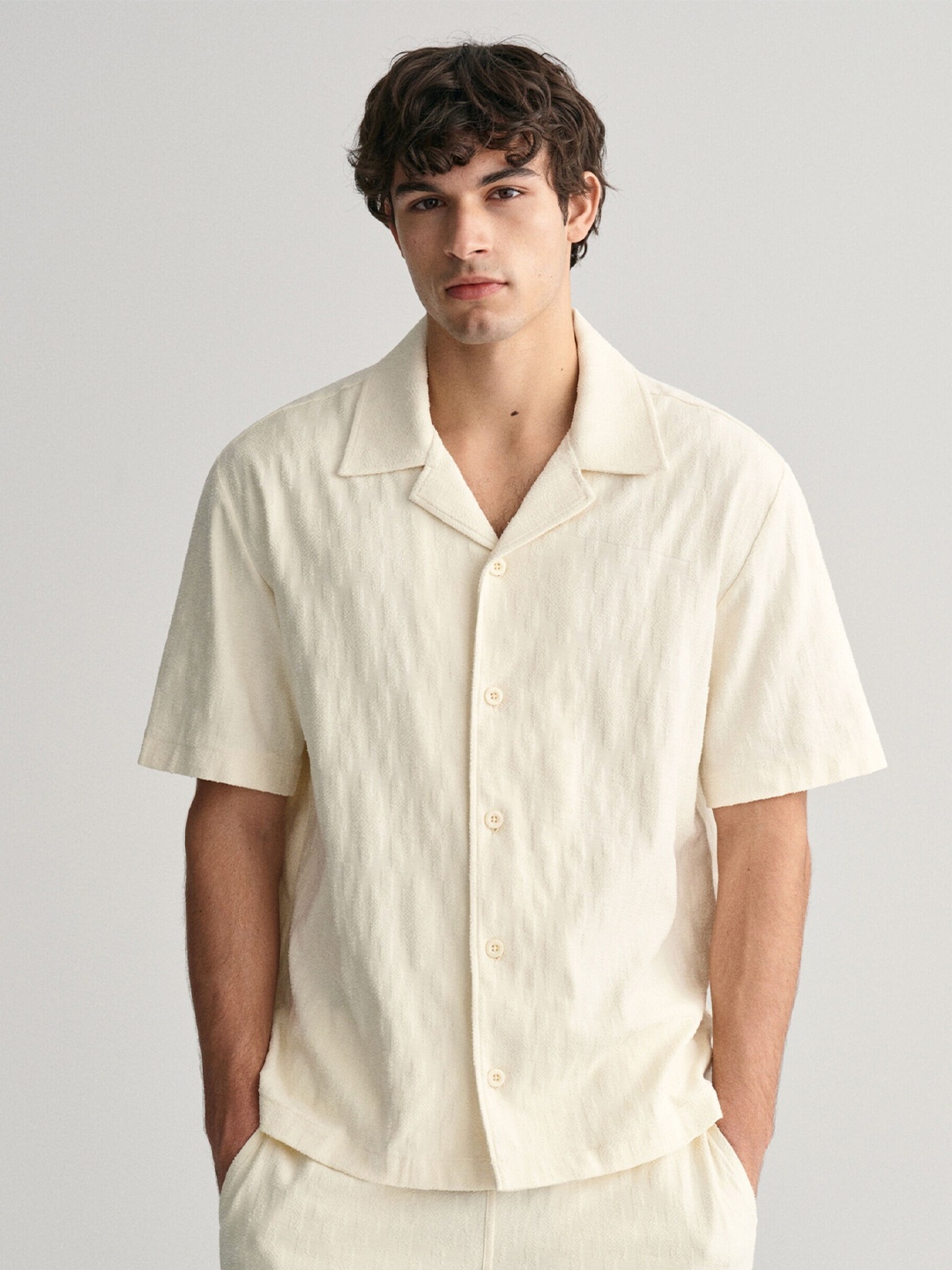 

GANT Relaxed Fit Cuban Collar Casual Shirt, Cream