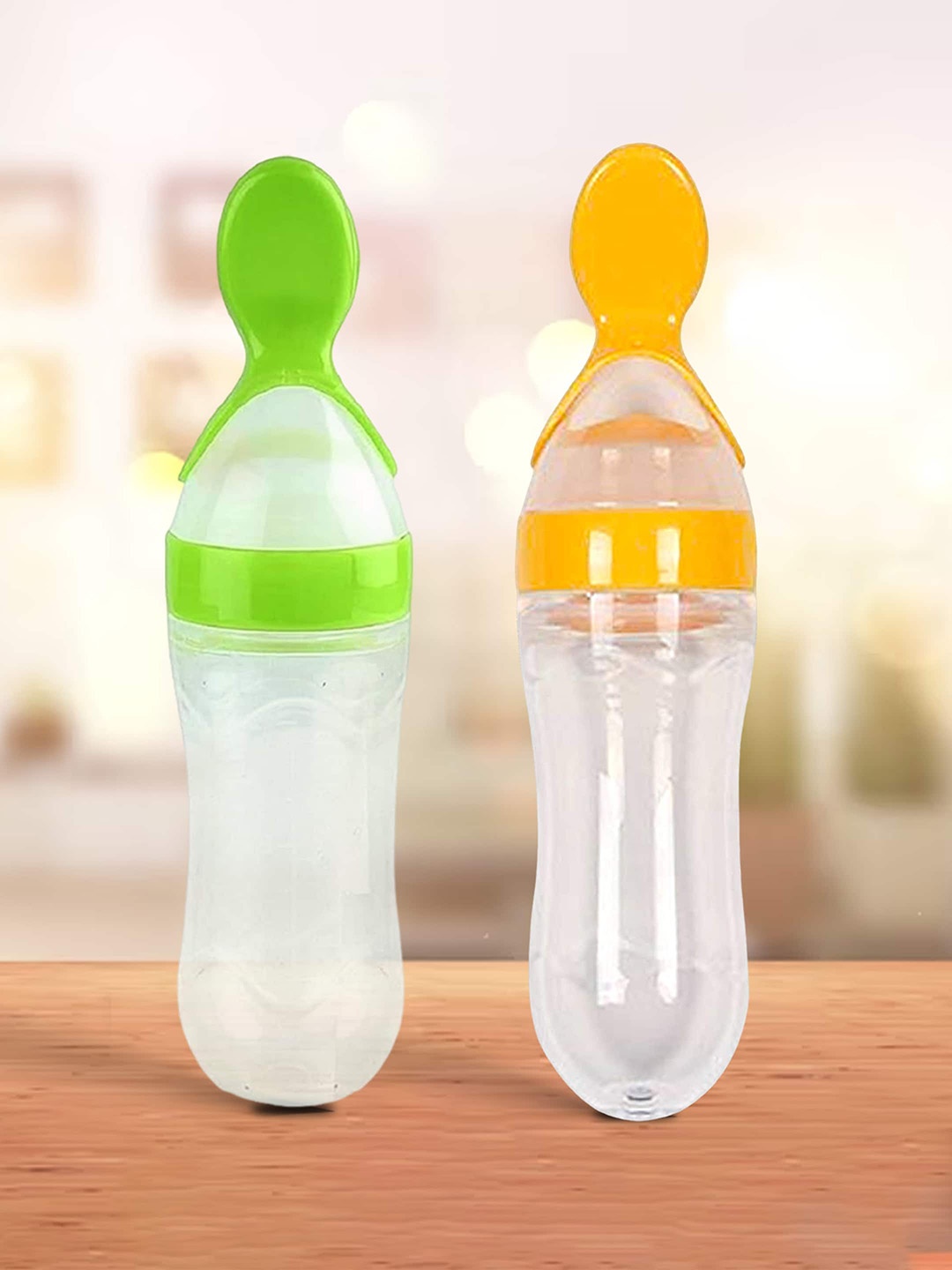 

Kidbea Kids Set Of 2 Squeeze Bottle Feeder With Dispensing Spoon, Yellow