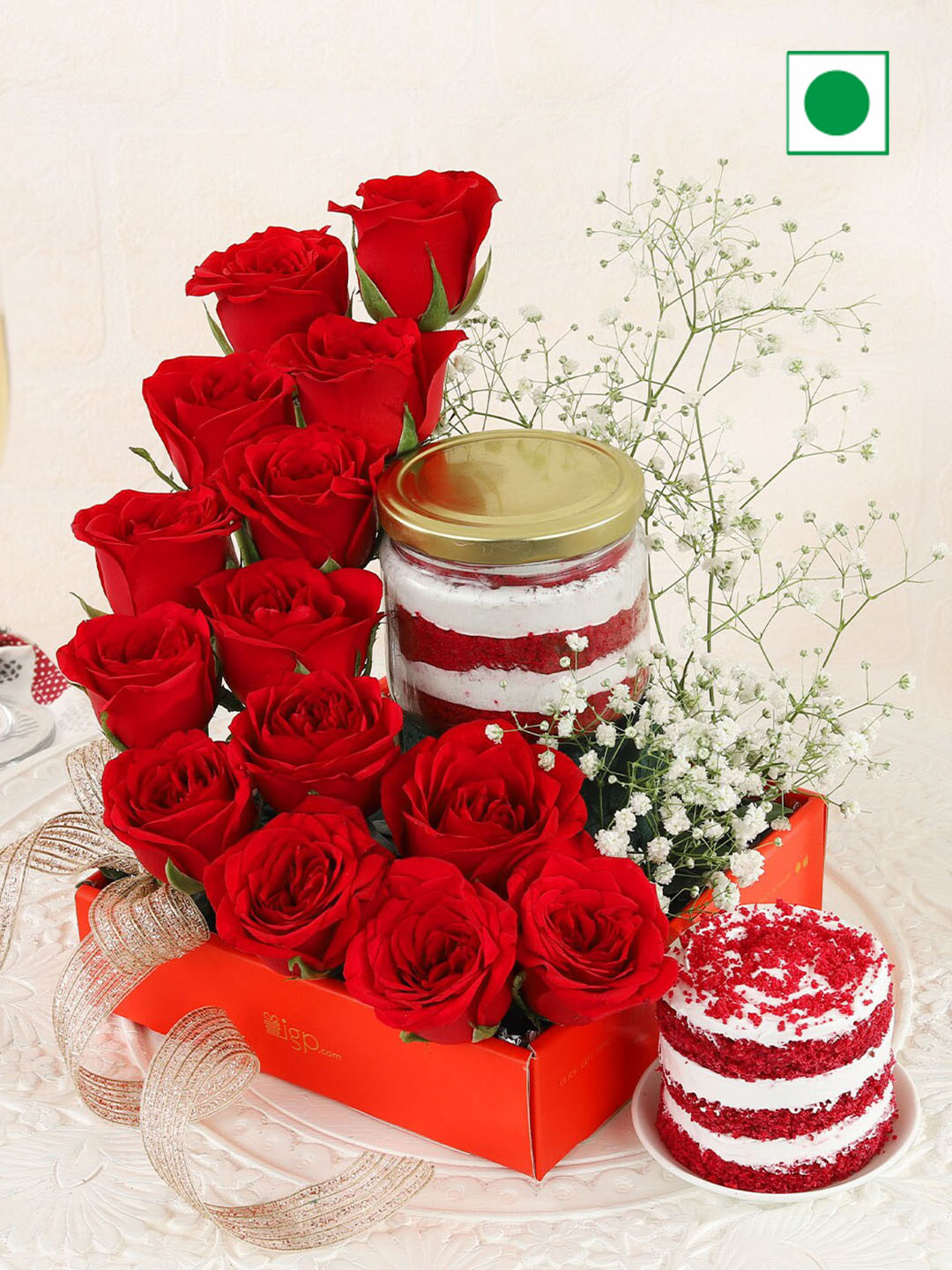 

IGP Red Flowers with Cup Cake