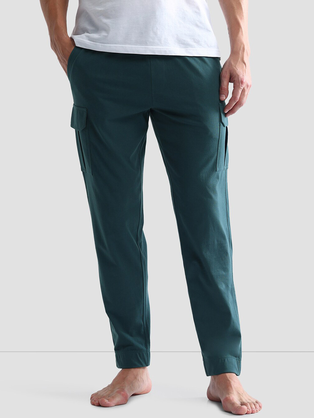 

U.S. Polo Assn. Men Mid-Rise Cotton Cargo Lounge Pants, Green