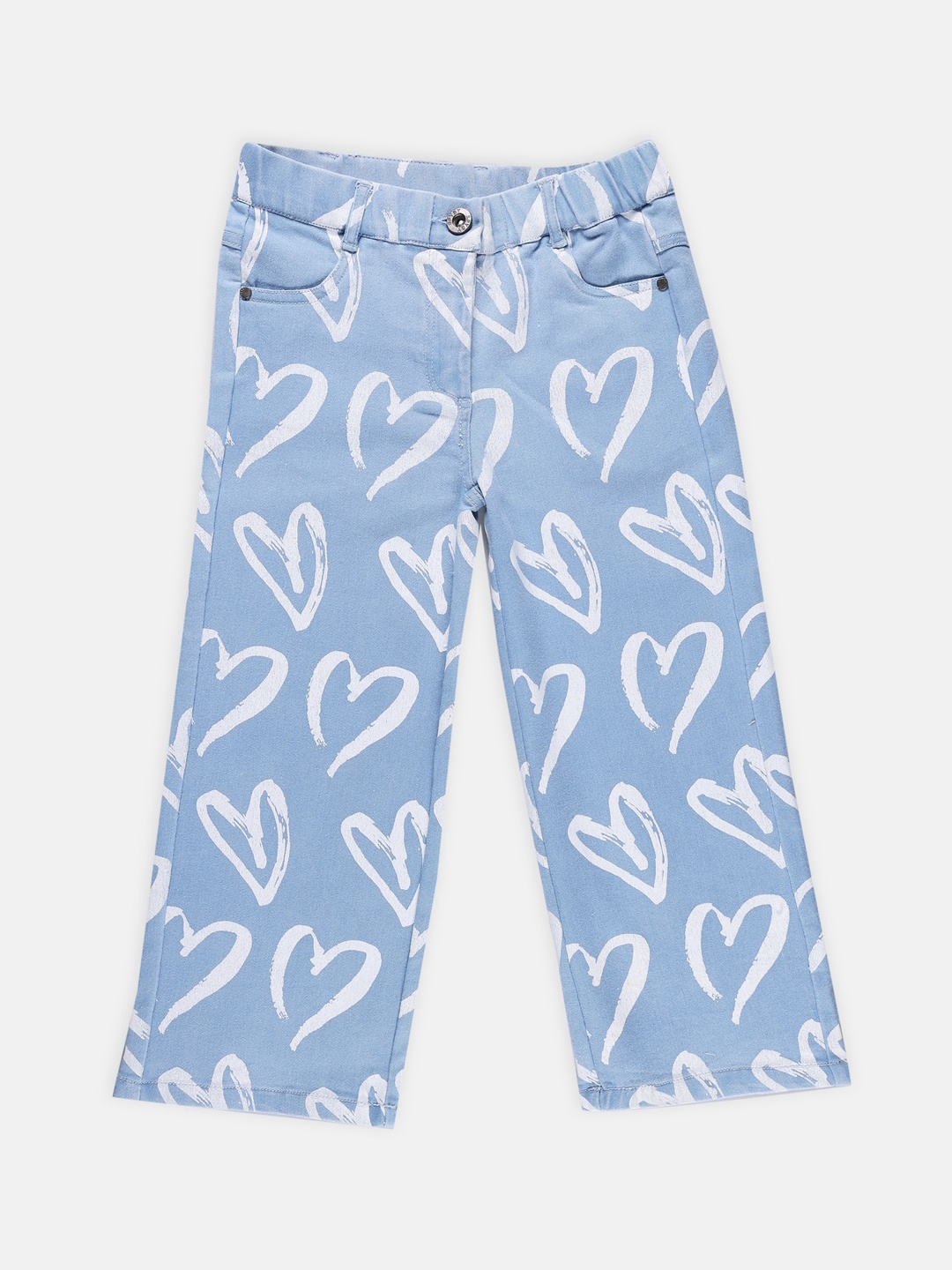 

SPYBY Girls High-Rise Printed Straight Fit Jeans, Blue