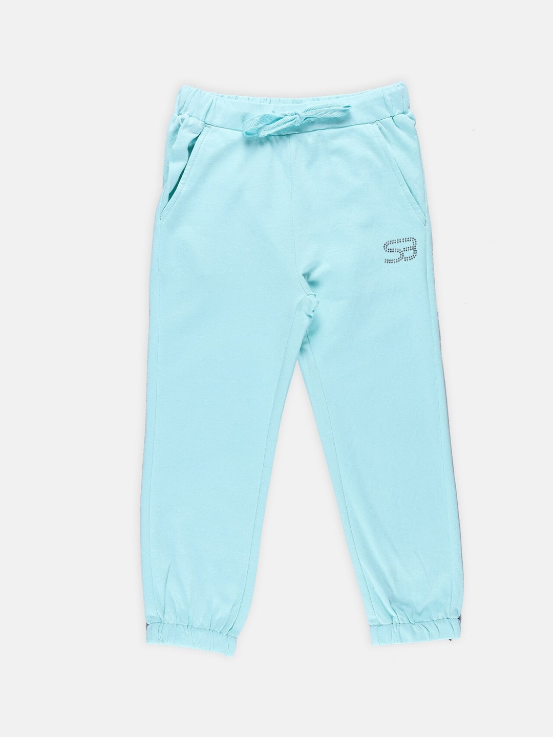 

SPYBY Girls Cotton Mid Rise Joggers, Blue