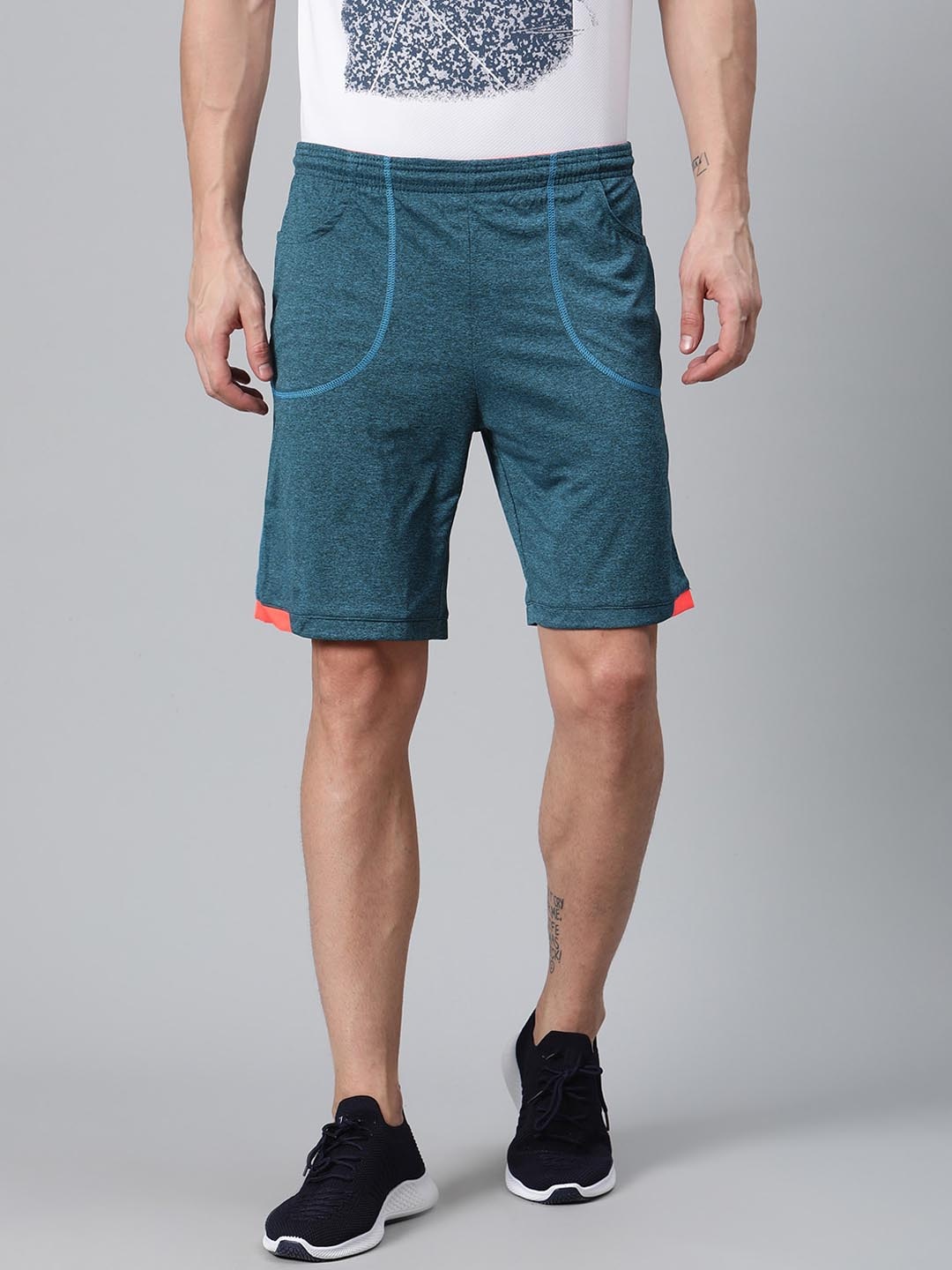 

DIDA Men Mid Rise Light Weight Stretchable Dry Fit Sports Shorts, Teal