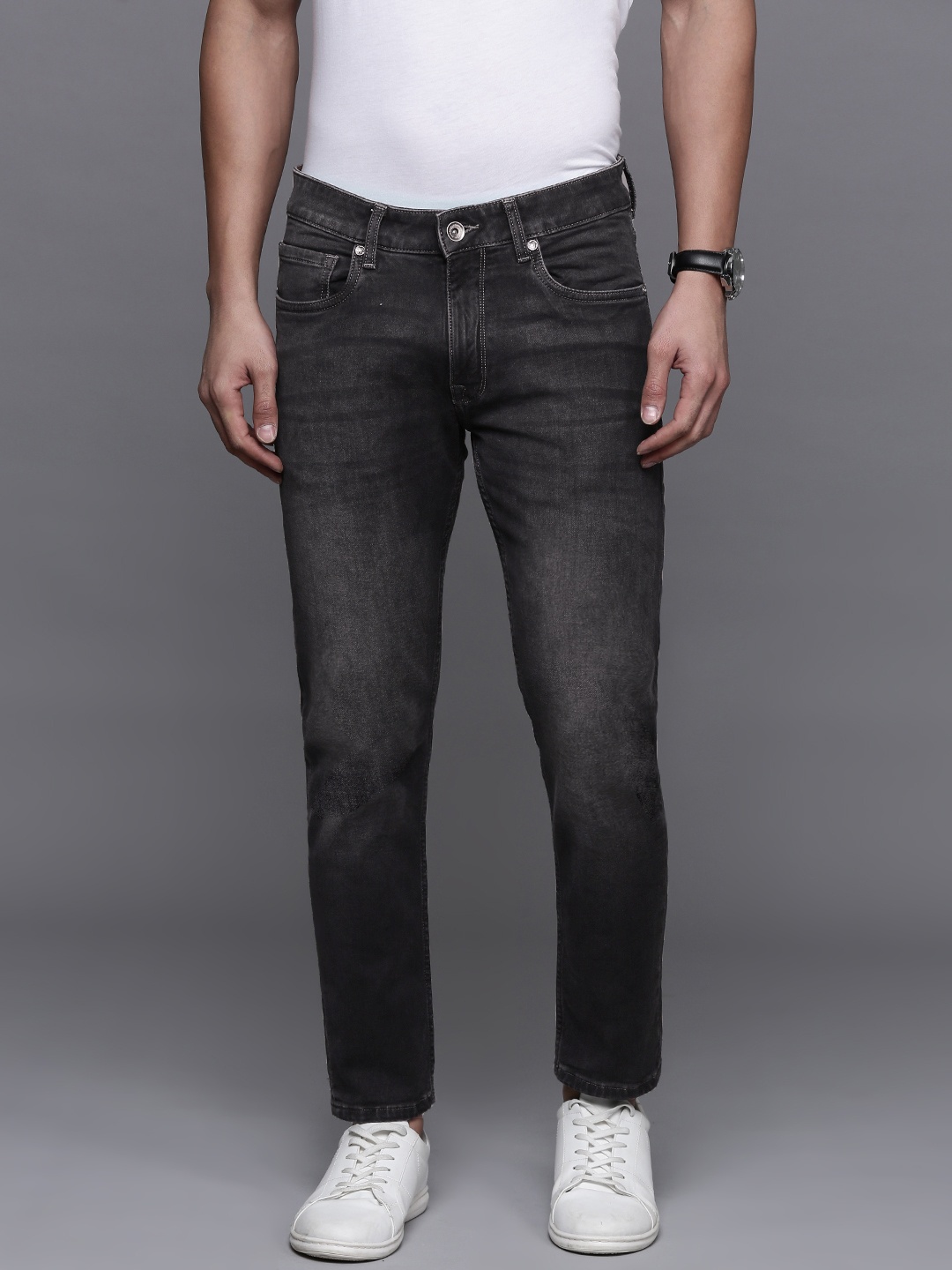 

Louis Philippe Jeans Men Smart Slim Fit Light Fade Stretchable Jeans, Black