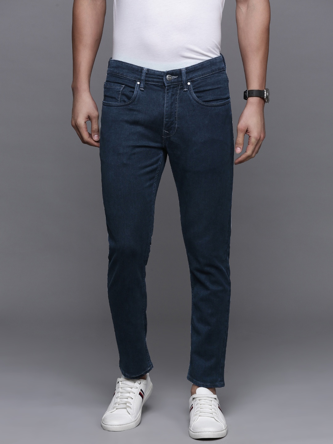 

Louis Philippe Jeans Men Smart Slim Fit Stretchable Jeans, Blue