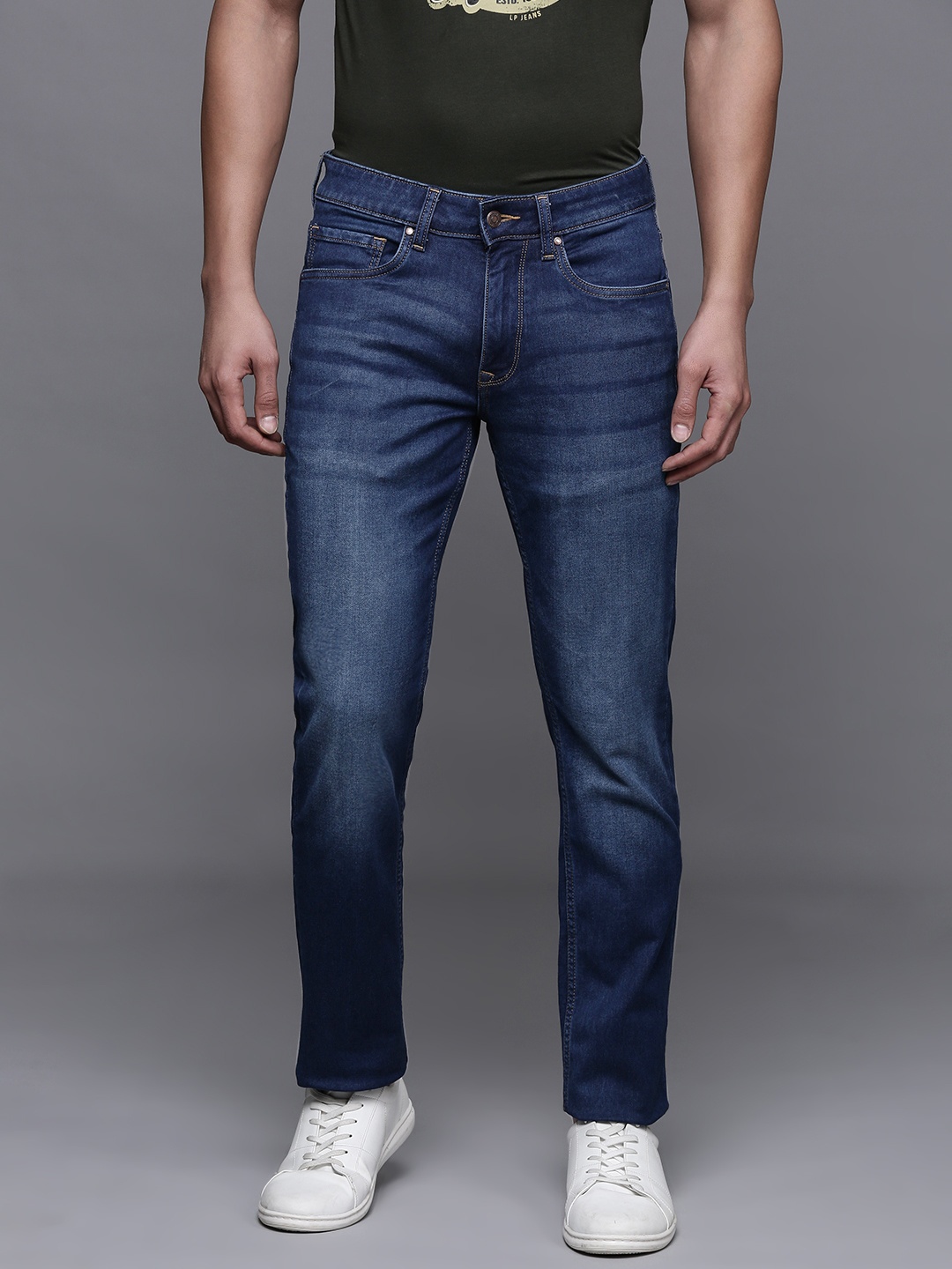 

Louis Philippe Jeans Men Slim Fit Light Fade Stretchable Jeans, Blue