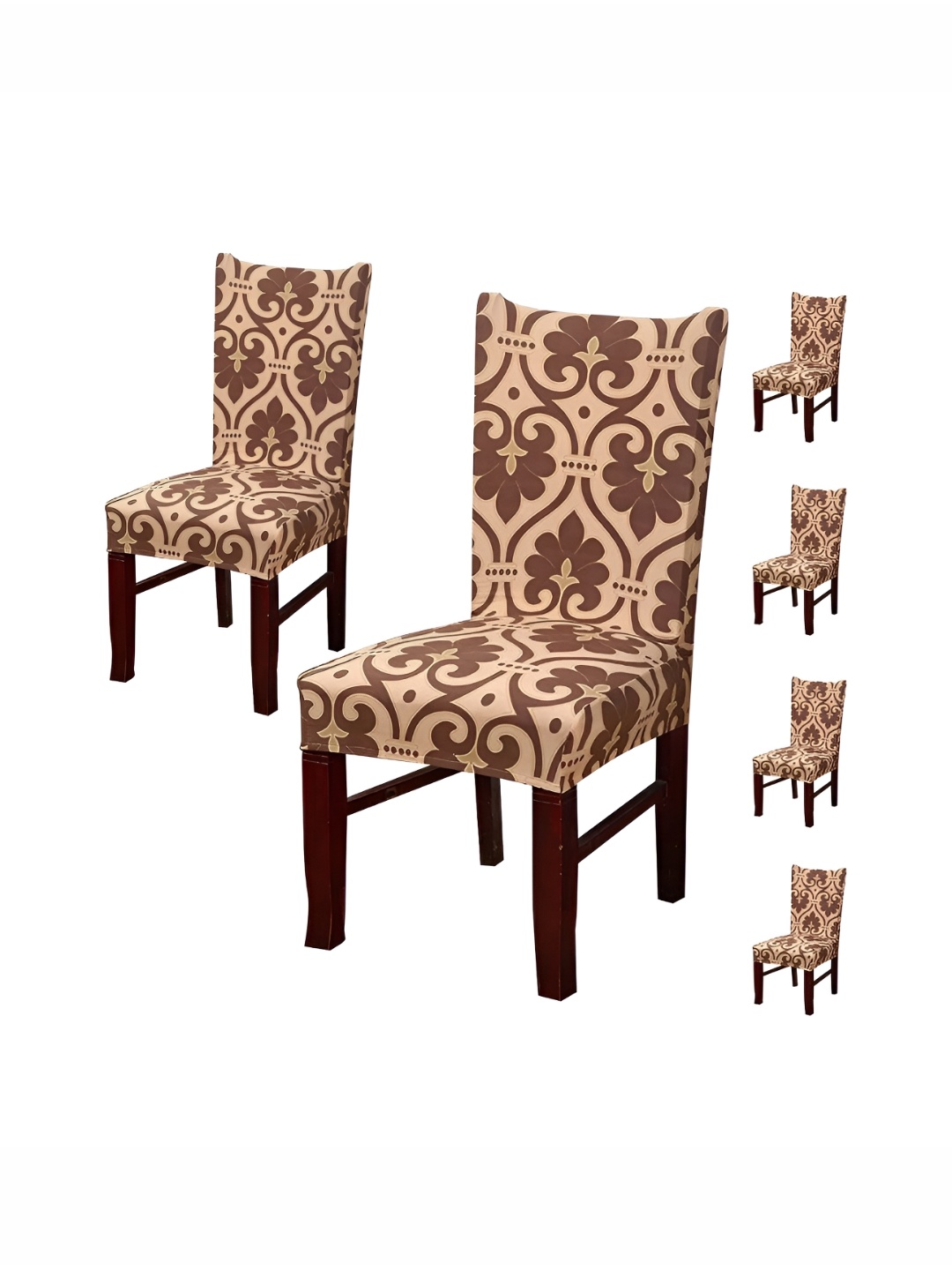 

HOUSE OF QUIRK Brown 6 Pieces Printed Stretchable Chair Covers