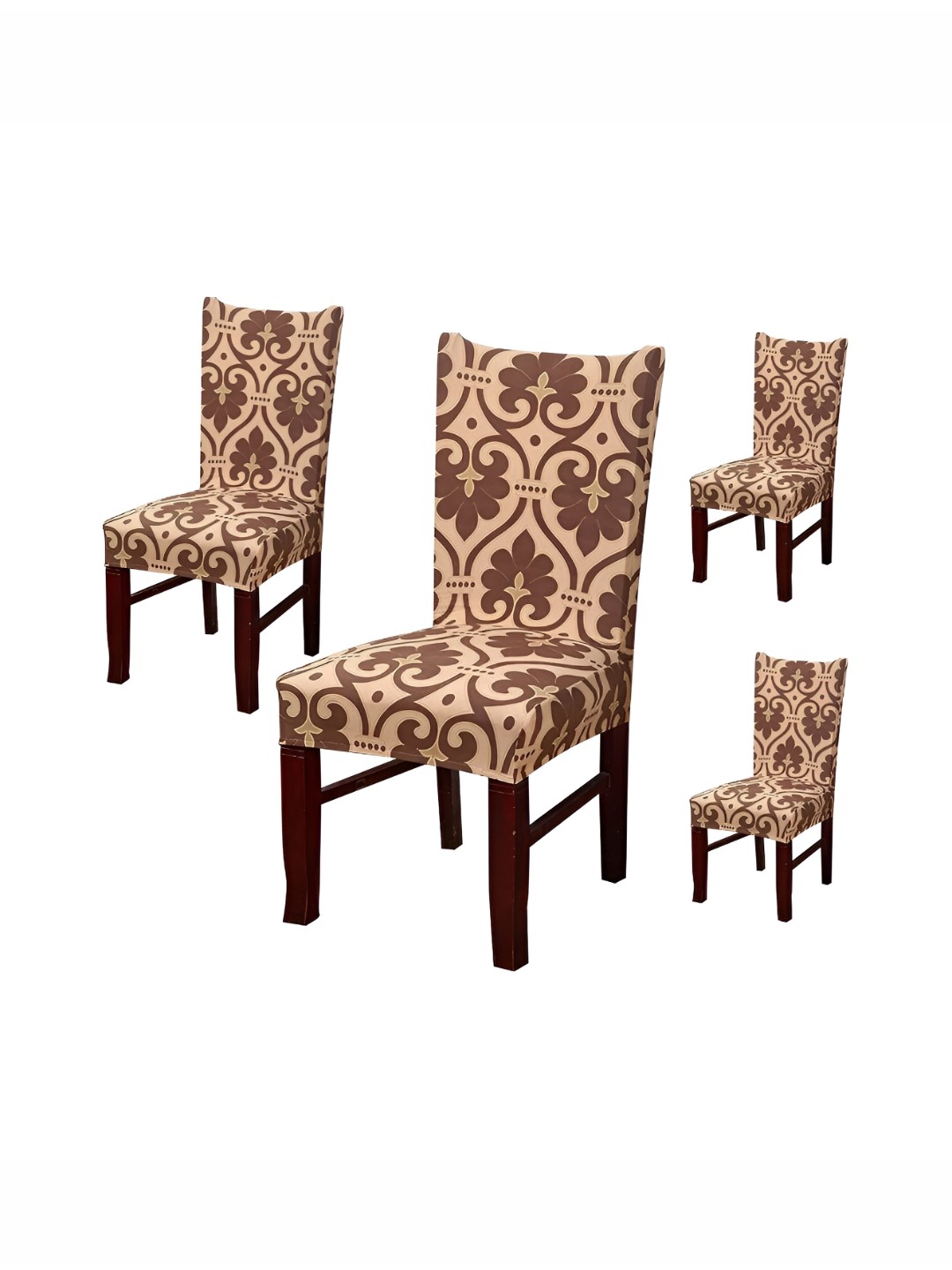 

HOUSE OF QUIRK 4-Pcs Brown Printed Chair Cover