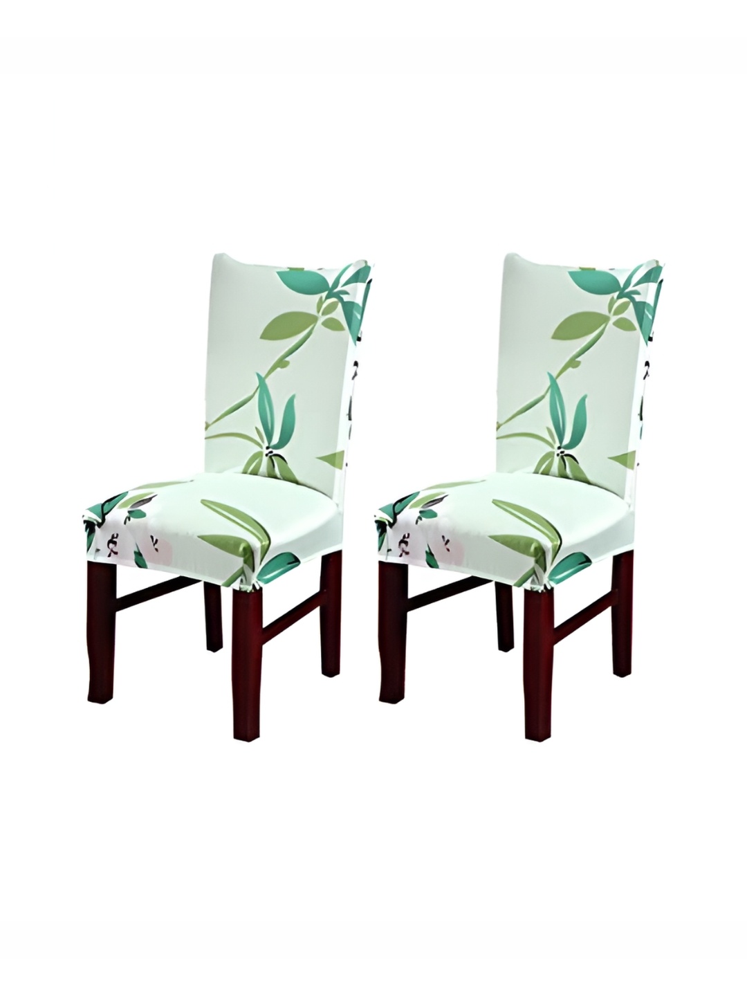 

HOUSE OF QUIRK Pista Green 2 Pieces Printed Stretchable Chair Covers