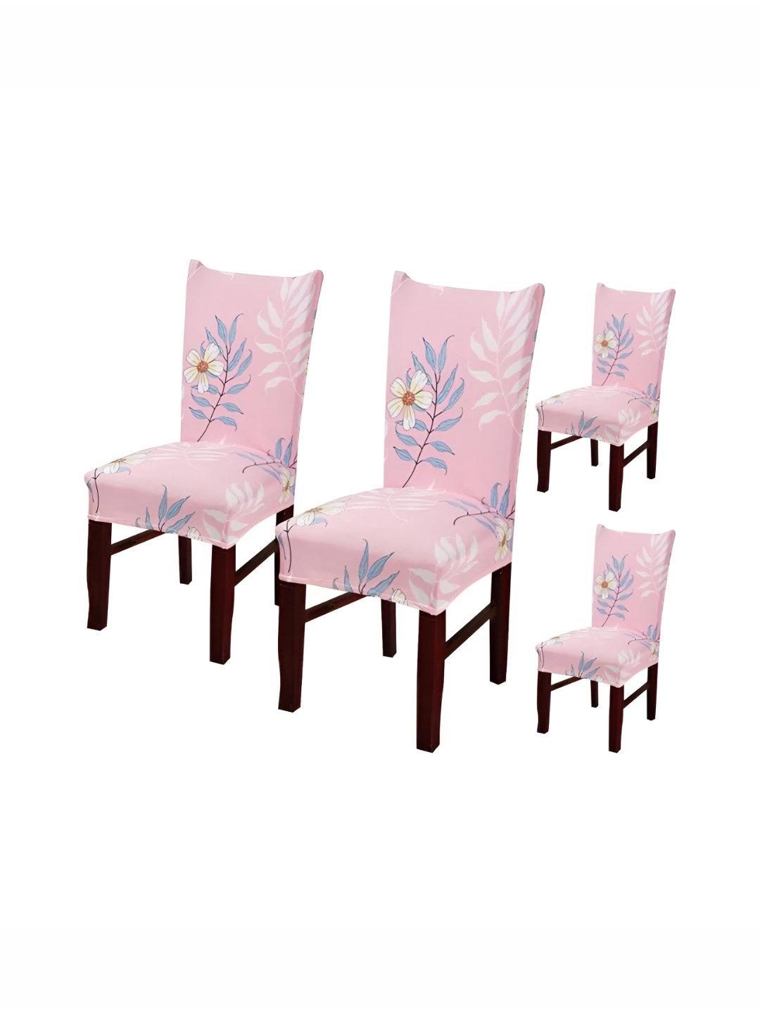 

HOUSE OF QUIRK Pink & White 4 Piece Printed Stretchable Chair Covers