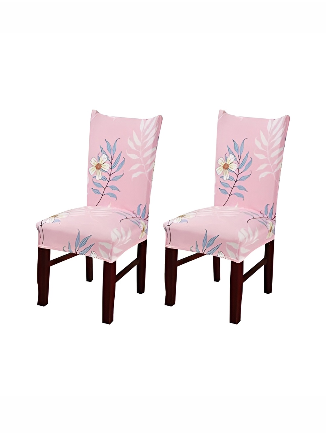 

HOUSE OF QUIRK Pink & White 2 Pieces Printed Stretchable Chair Covers
