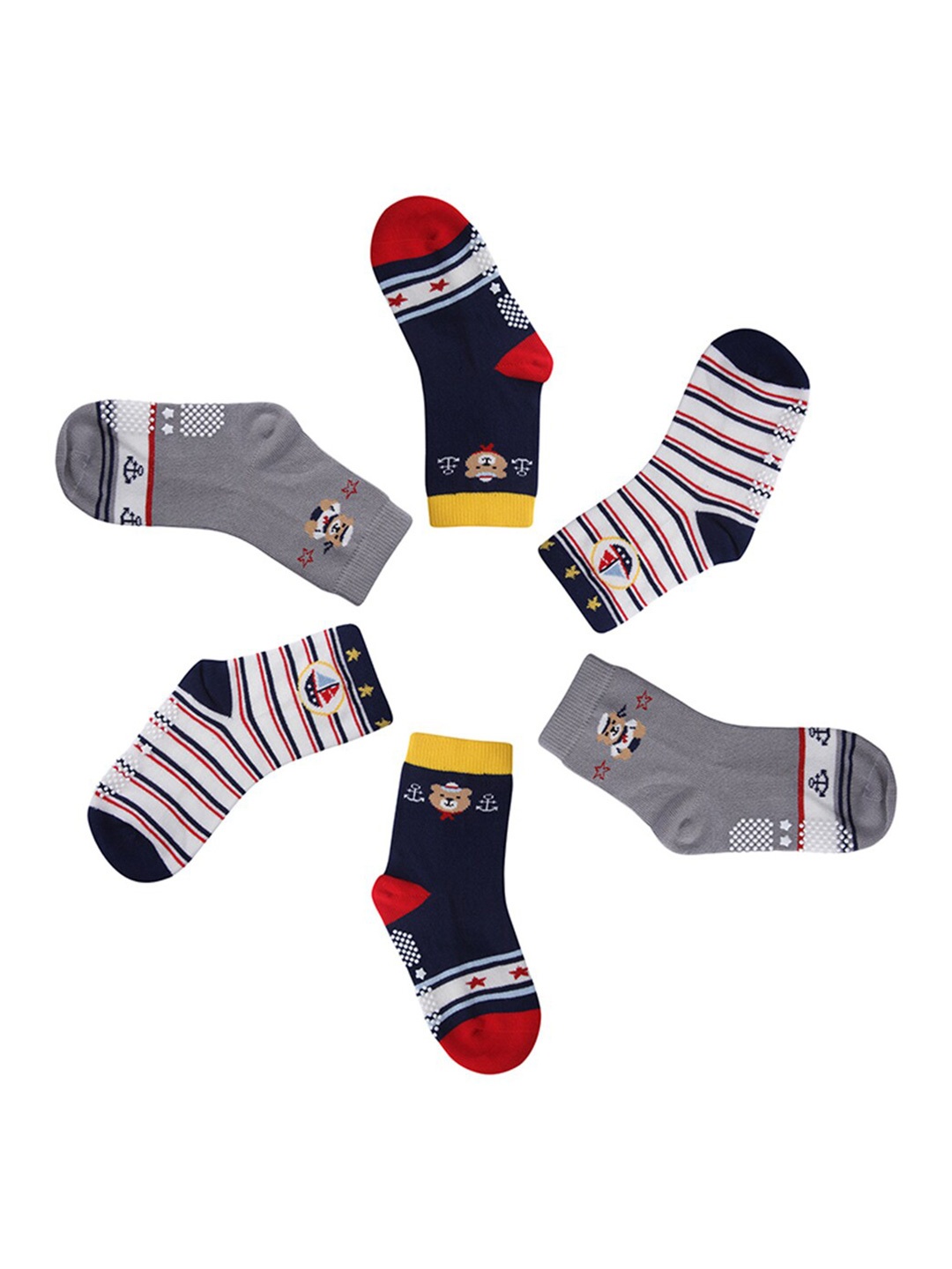 

INCLUD Boys Pack Of 3 Patterned Pure Cotton Above Ankle Length Socks, Purple