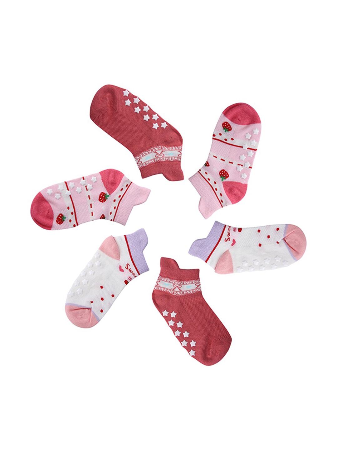 

INCLUD Boys Pack Of 3 Patterned Pure Cotton Ankle Length Socks, Maroon