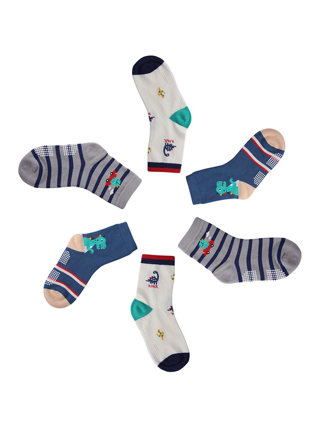 INCLUD Boys Pack Of 3 Patterned Cotton Above Ankle-Length Socks, White