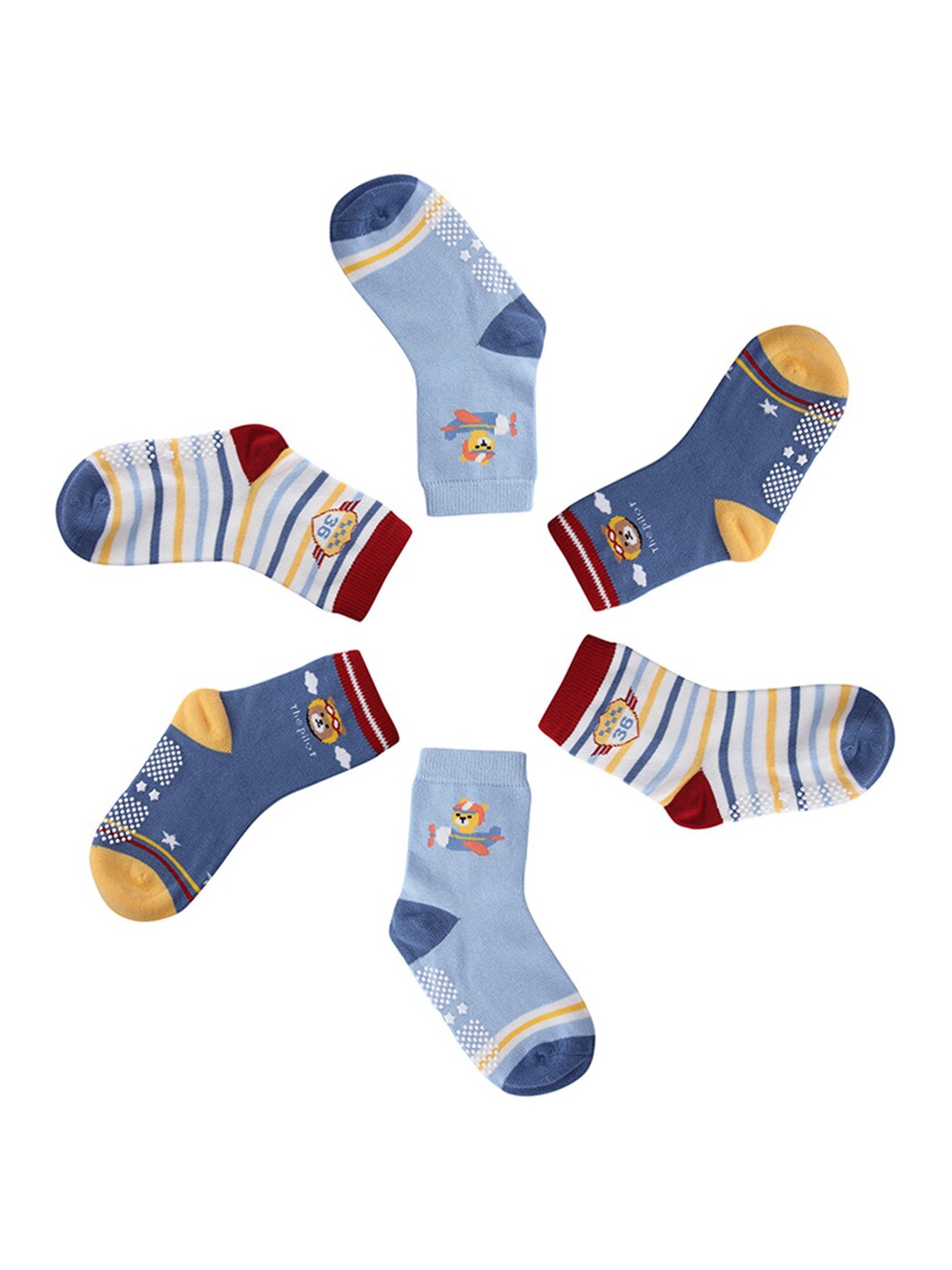 

INCLUD Boys Pack Of 3 Patterned Pure Cotton Above Ankle Socks, White