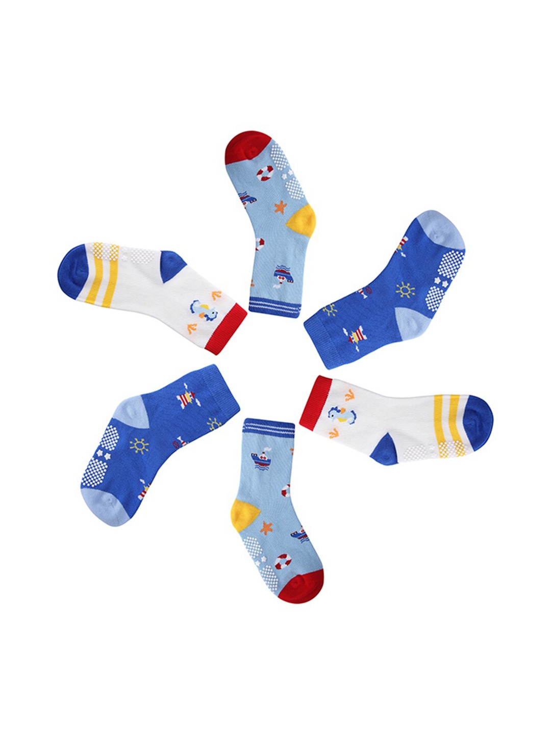 

INCLUD Boys Pack Of 3 Patterned Pure Cotton Above Ankle Length Socks, White