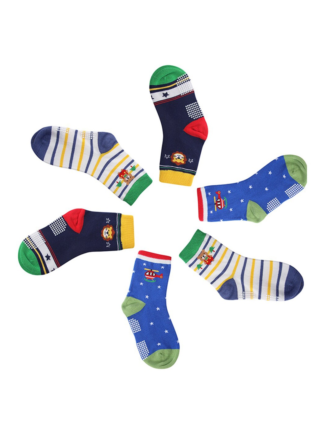 INCLUD Boys Pack Of 3 Patterned Pure Cotton Above Ankle Length Socks, White
